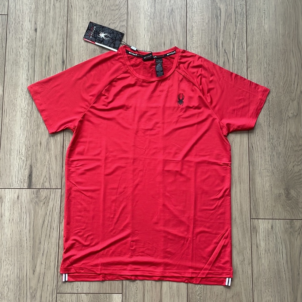 NWT Spyder Active Breathable, Quick Dry and Stretch Red T-Shirt - Picture 2 of 6